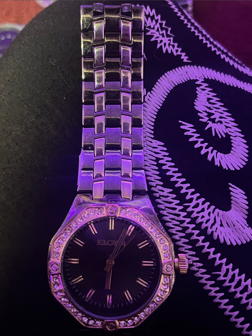 Women's Silver-Tone Crystal Accent Bracelet Watch - Silver/Black